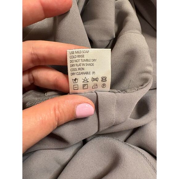 Shona Joy Core Cocktail Cross Draped Asymmetric Hem Midi Dress - Slate Grey - 2 - Picture 10 of 11